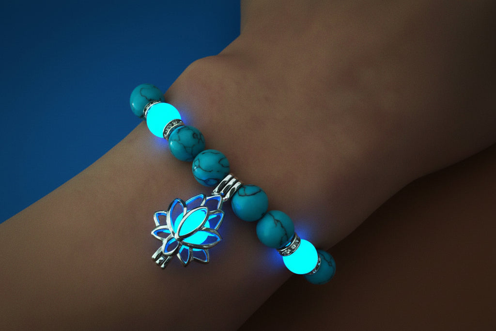 Energy Luminous Lotus Natural Stone Bracelet Yoga Healing Luminous Glow In The Dark Charm Beads Bracelet For Men Women Prayer Buddhism