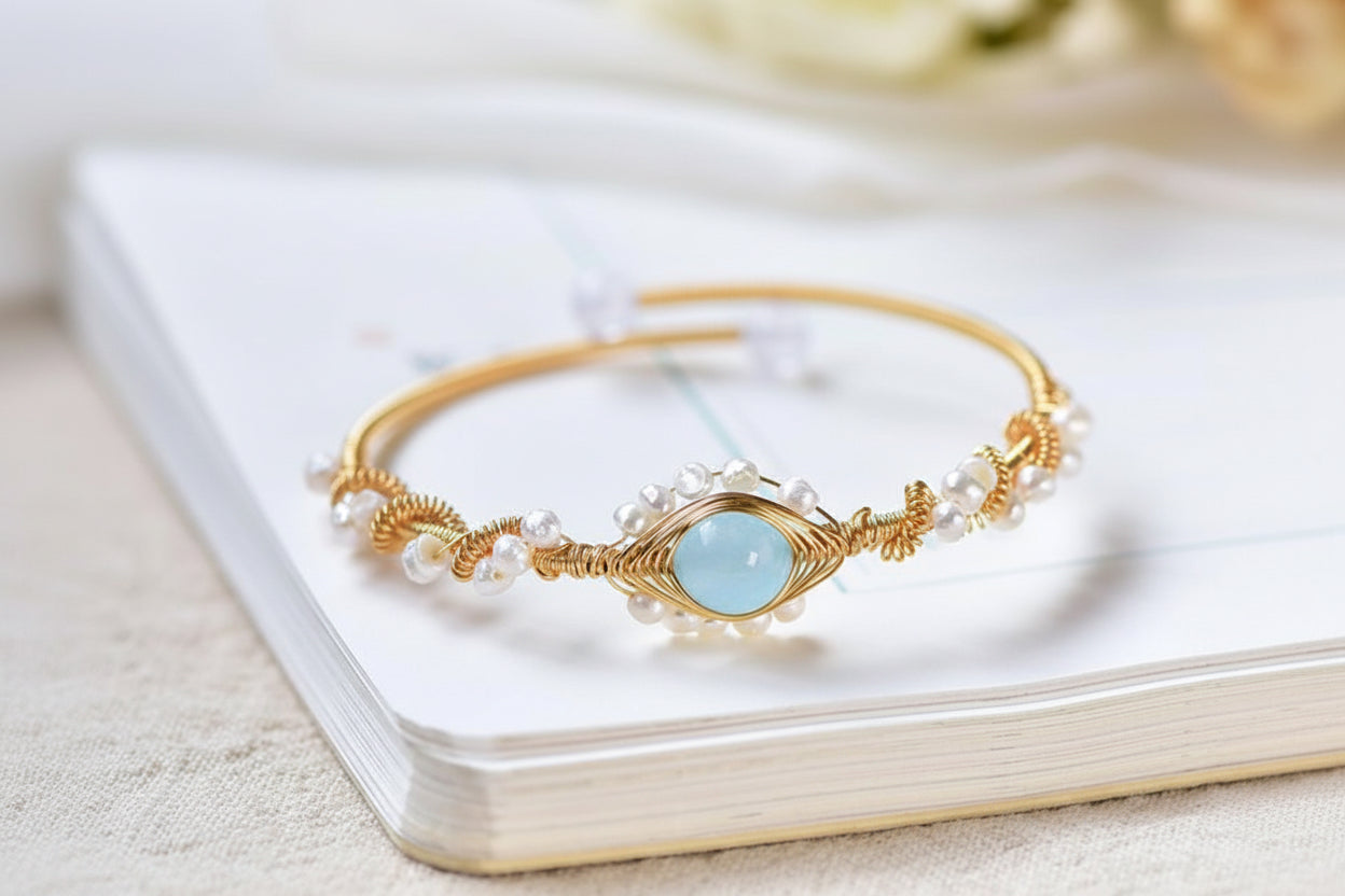 Pearl Bracelets For Women Gold Plating Pearl Bracelet Gold Wire Braided Vintage Style Bracelets Cuff Bracelets Fashion Bracelet