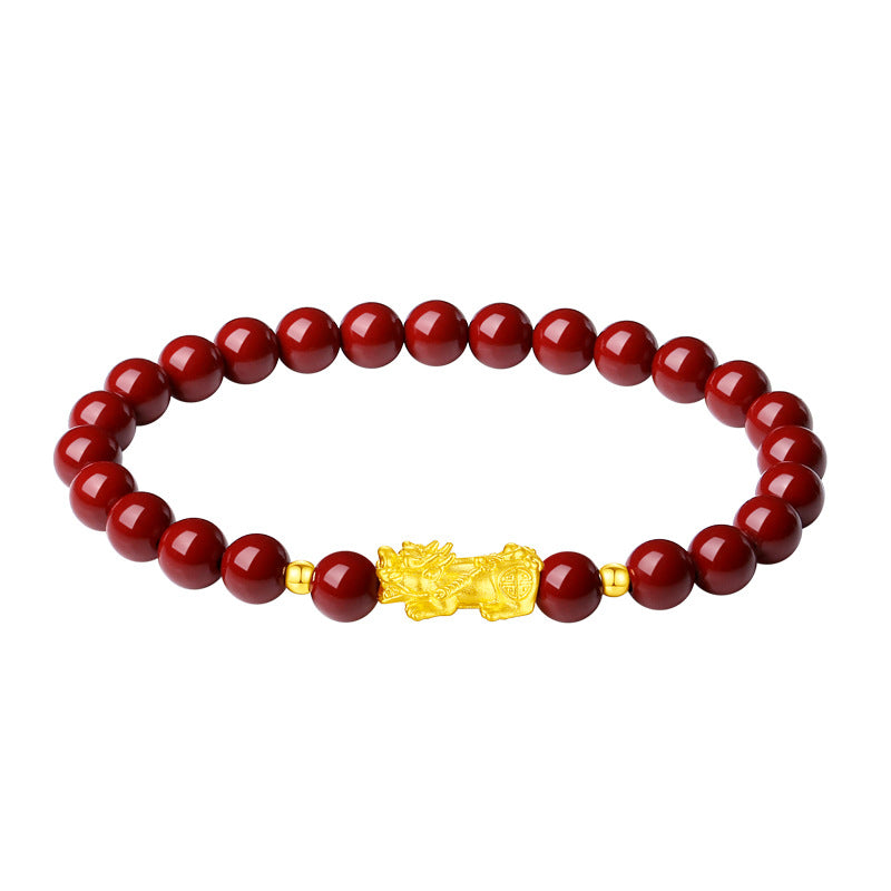 Gold Pure Gold Pi Xiu Bracelet Female Cinnabar