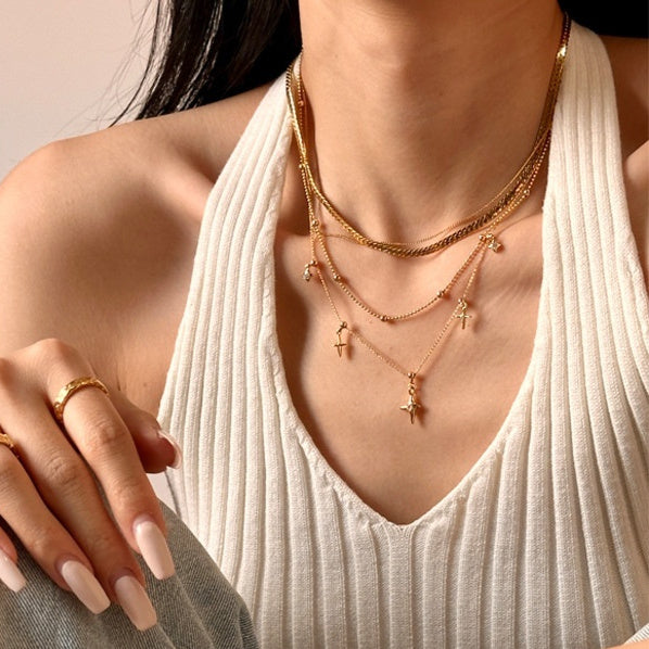 18k Gold Star Pendant Gold And Silver Necklace