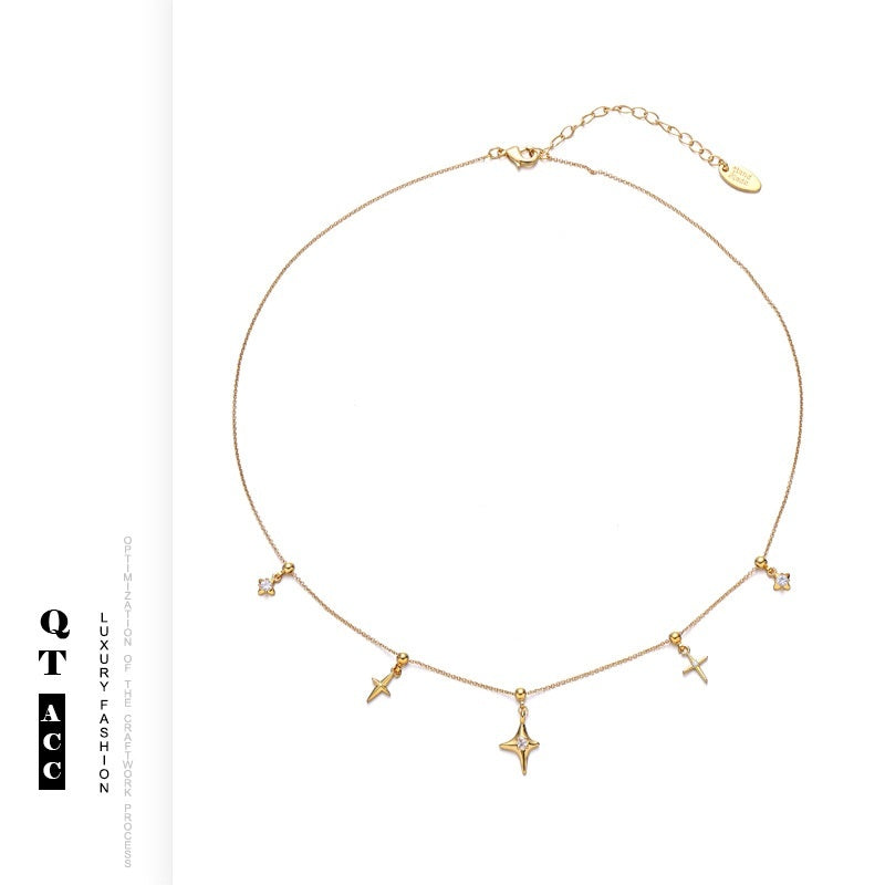 18k Gold Star Pendant Gold And Silver Necklace