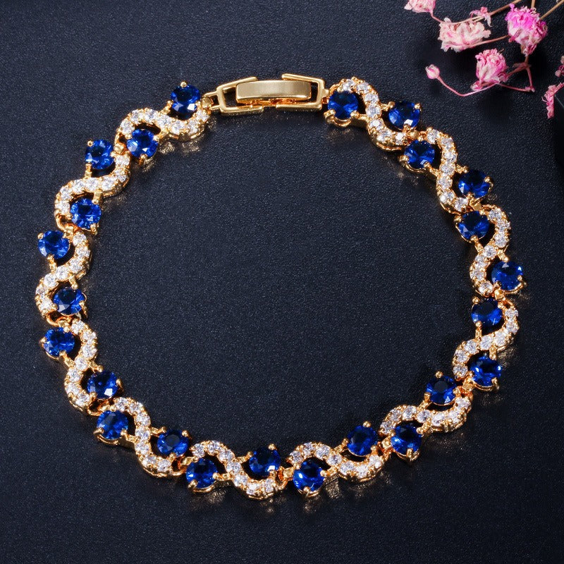 Diamond-studded Colorful Diamond European And American Style Chic Bracelet For Women