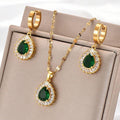 Retro Hong Kong Style Jade White Suit Necklace Earrings All-match Jewelry