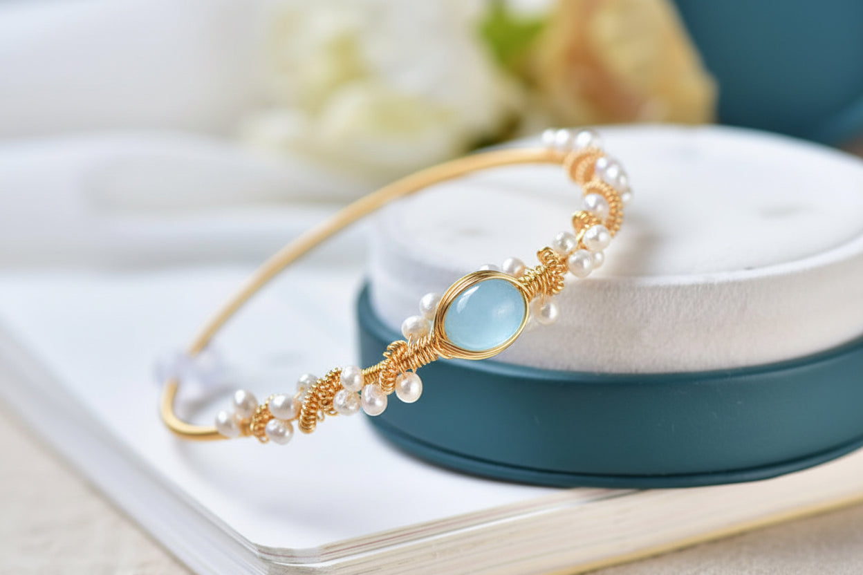 Pearl Bracelets For Women Gold Plating Pearl Bracelet Gold Wire Braided Vintage Style Bracelets Cuff Bracelets Fashion Bracelet